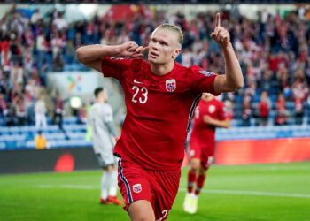 Bintang Timnas Norwegia Erling Haaland saat merayakan gol di salah satu pertandingan FOTONet Ⓒ Hak cipta foto di atas dikembalikan sesungguhnya kepada pemilik foto