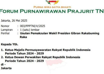 Forum Purnawirawan TNI Surati DPR-MPR, Tuntut Pemakzulan Gibran Segera Diproses!