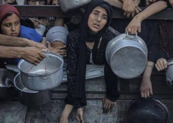 Bencana kelaparan. Foto kondisi warga Gaza yang kesulitan mendapatkan makanan. FOTO/Telegram/@RisalahAmar.