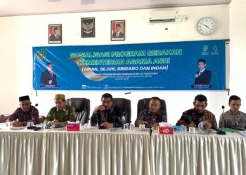 Kepala Kantor Kementerian Agama Kabupaten Aceh Besar H Saifuddin SE menghadiri sosialisasi program Gerakan Kemenag ASRI di Aula PLHUT Kantor Kementerian Agama Kabupaten Aceh Besar Jantho Rabu 2492025 KETIKKABARcom Kepala Kantor Kementerian Agama Kabupaten Aceh Besar H Saifuddin SE menghadiri sosialisasi program Gerakan Kemenag ASRI di Aula PLHUT Kantor Kementerian Agama Kabupaten Aceh Besar Jantho Rabu 2492025