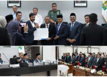 Dewan Perwakilan Rakyat Aceh (DPRA) menggelar Rapat Paripurna dengan agenda Penandatanganan Nota Kesepakatan Perubahan Kebijakan Umum Anggaran (KUA) dan Prioritas Plafon Anggaran Sementara (PPAS) Tahun Anggaran 2025, penyampaian laporan Panitia Khusus (Pansus) Minerba dan Migas, serta penutupan Masa Persidangan II dan pembukaan Masa Persidangan III Tahun 2025./Foto: Humas