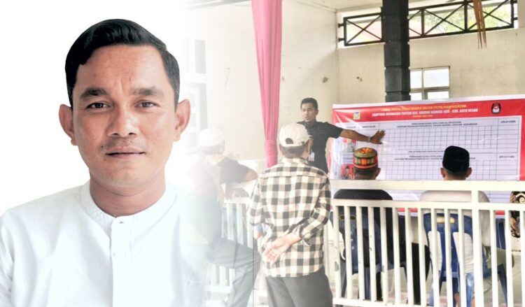 Agustiar Keuchik Terpilih Gampong Meunasah papeun nomor urut 1 yang berlangsung di Gampong Meunasah Papeun Kecamatan Krueng Barona Jaya Kabupaten Aceh Besar pada Senin 13102025 Foto Kolase KETIKKABARcomMirza