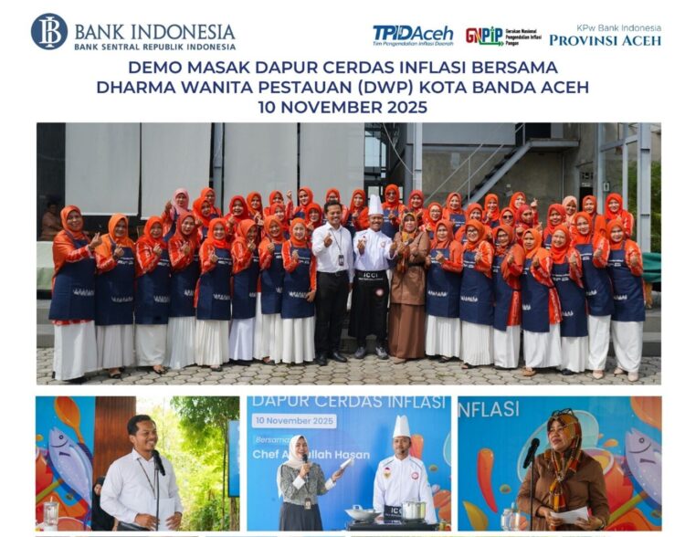 Kantor Perwakilan Bank Indonesia BI Provinsi Aceh berkolaborasi dengan Dharma Wanita Persatuan DWP Kota Banda Aceh menyelenggarakan kegiatan Cooking Class Dapur Cerdas Inflasi di Hoco Coffee Lambhuk Banda Aceh Senin 10112025