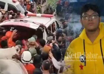 Tim relawan gabungan berhasil mengevakuasi jenazah Syafiq Ali, pendaki yang sempat dinyatakan hilang di Gunung Slamet, melalui jalur pendakian Gunung Malang, Purbalingga, pada Kamis (15/1/2026) siang/(FOTO: Kolase KETIKKABAR.com/Tangkap Layar Youtube)