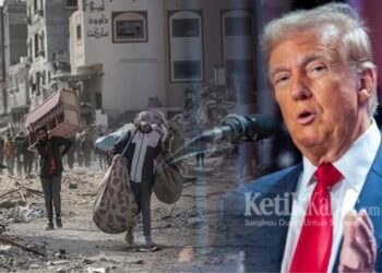 Ilustrasi Donald Trump Umumkan Fase Kedua Perdamaian Gaza/(FOTO: Kolase KETIKKABAR.com/AP)