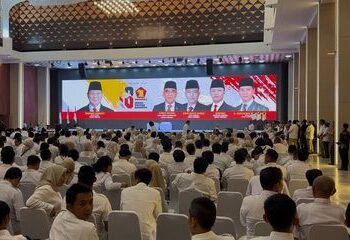 Suasana perayaan HUT Ke-18 Gerindra di Kompleks Parlemen, Jakarta, Jumat (6/2/2026).(KOMPAS.com/Tria Sutrisna)