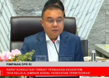 Wakil Ketua DPR RI Sufmi Dasco Ahmad membacakan kesimpulan rapat konsultasi antara DPR RI dan pemerintah yang membahas keberlangsungan layanan Jaminan Kesehatan Nasional (JKN) di Komplek Parlemen, Senayan, Jakarta, Senin, 9 Februari 2026.