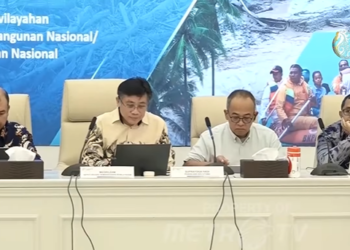 Kementerian PPN/Bappenas melaporkan kebutuhan dana rehabilitasi dan rekonstruksi pascabencana di Aceh, Sumatera Utara, dan Sumatera Barat mencapai Rp56,3 triliun untuk 2.108 kegiatan selama 2026–2028 di Gedung Bappenas, Jakarta, Kamis 19/2/2026