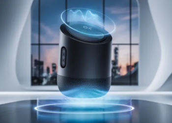 Renderan sebuah speaker pintar (Sumber gambar: Ideogram 2/Future AI))