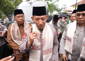 Kapolri Jenderal Listyo Sigit Prabowo saat menghadiri acara puncak peringatan ulang tahun Persatuan Ummat Islam (PUI) dan doa bersama untuk bangsa di Majalengka, Jawa Barat, Senin 23/2/2026.
