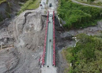 Jembatan Bailey bantuan Kementerian Pertahanan Republik Indonesia di Desa Karang Rejo, Kecamatan Bukit, Kabupaten Bener Meriah, resmi difungsikan pada Kamis (26/02/2026).