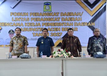 Wakil Bupati Aceh Besar Drs H Syukri membuka Forum Lintas Perangkat Daerah dalam rangka penyusunan RKPD Aceh Besar tahun 2027 di Aula Kantor Bappeda Aceh Besar, Kamis (12/2/2026). FOTO/ MC ACEH BESAR