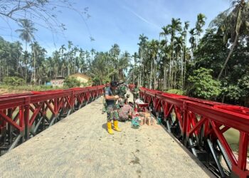 Pembangunan jembatan modular di Desa Kubu, Kecamatan Sawang, Kabupaten Aceh Utara, kini mencapai 98 persen.