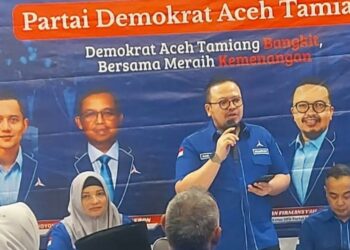 Pelaksana Tugas Plt Ketua DPD Partai Demokrat Aceh Rian Syaf menggelar Rapat Kerja Cabang Rakercab Demokrat Aceh Tamiang Jumat 2722026