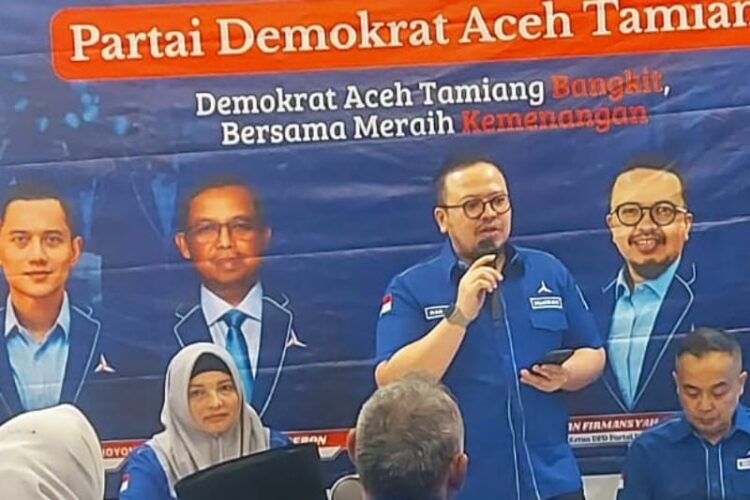 Pelaksana Tugas Plt Ketua DPD Partai Demokrat Aceh Rian Syaf menggelar Rapat Kerja Cabang Rakercab Demokrat Aceh Tamiang Jumat 2722026