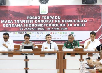 Kapolda Aceh Irjen Pol. Drs. Marzuki Ali Basyah, M.M., menghadiri rapat koordinasi bersama Forum Koordinasi Pimpinan Daerah (Forkopimda) Aceh di Ruang Rapat Potda I Lantai 3 Kantor Gubernur Aceh, Rabu 4/3/2026.