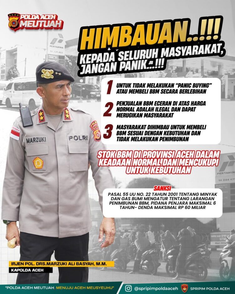 Kapolda Aceh Irjen Pol Drs Marzuki Ali Basyah MM