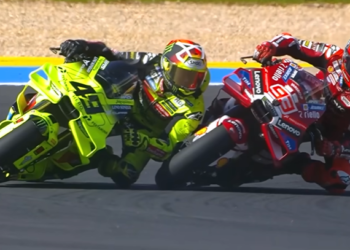 Pembalap Pertamina VR46, Fabio Di Giannantonio, dan Pembalap Ducati, Marc Marquez dalam sesi latihan bebas pertama (FP1) MotoGP Spanyol 2026, di Sirkuit Jerez pada Jumat (24/4/2026) siang. [FOTO: Tangkap Layar]