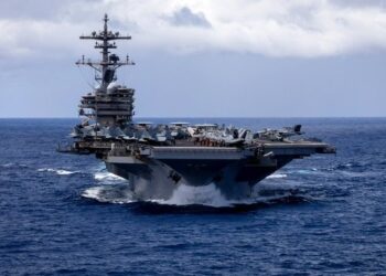 Militer Amerika Serikat resmi menambah kekuatan tempurnya di kawasan Timur Tengah dengan mendatangkan kapal induk USS George H.W. Bush, Kamis (23/4/2026)./ FOTO: NET