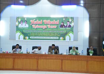 Suasana rapat kerja bersama MKKS SMP Aceh Besar, di Aula Kantor MPU Aceh, Kecamatan Darul Imarah, Kabupaten Aceh Besar, Sabtu (4/4/2026). FOTO/ MC ACEH BESAR