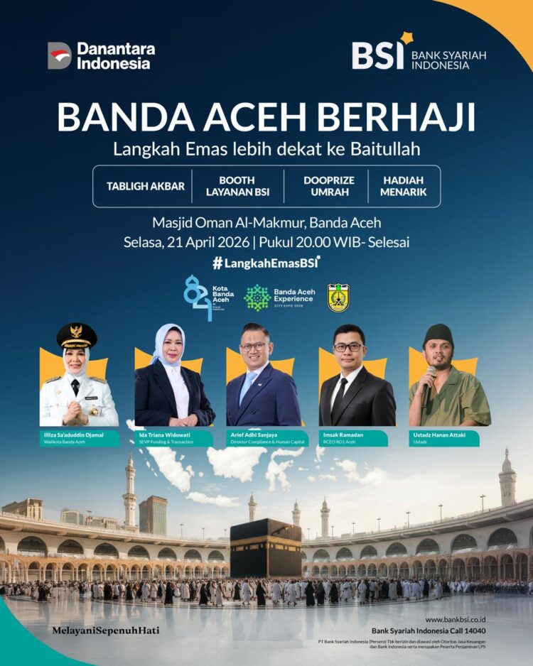 Memperingati Hari Ulang Tahun HUT ke821 Kota Banda Aceh Bank Syariah Indonesia BSI bersinergi dengan Pemerintah Kota Banda Aceh meluncurkan program Banda Aceh Berhaji KETIKKABARcom Memperingati Hari Ulang Tahun HUT ke 821 Kota Banda Aceh Bank Syariah Indonesia BSI bersinergi dengan Pemerintah Kota Banda Aceh meluncurkan program Banda Aceh Berhaji
