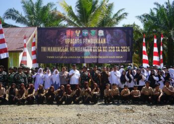 Program TNI Manunggal Membangun Desa (TMMD) Reguler ke-128 Tahun Anggaran 2026 yang dilaksanakan oleh Kodim 0117/Aceh Tamiang resmi dibuka dalam sebuah upacara khidmat di Lapangan SMP Negeri 7 Sulum, Desa Sulum, Kecamatan Sekerak, Kabupaten Aceh Tamiang, Rabu (22/04/2026).