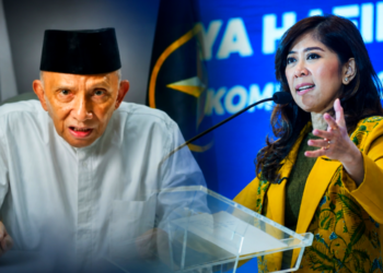 Ketua Majelis Syura Partai Ummat, Amien Rais, menyatakan kesiapannya untuk melakukan pembuktian di pengadilan terkait tudingan fitnah dalam konten videonya yang menyinggung hubungan Presiden Prabowo Subianto dan Sekretaris Kabinet (Seskab) Teddy Indra Wijaya. [FOTO: Ist]