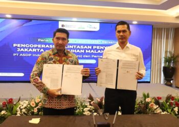 Pemerintah Aceh dan PT ASDP Indonesia Ferry (Persero) meneken Kesepakatan Bersama Pengoperasian Lintasan Penyeberangan Jakarta-Pelabuhan Malahayati Aceh di Kantor ASDP Jakarta, Sabtu (23/5/2026).