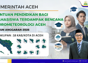 Pemerintah Aceh melalui Badan Pengembangan Sumber Daya Manusia (BPSDM) Aceh resmi membuka seleksi Bantuan Pendidikan bagi mahasiswa yang terdampak bencana hidrometeorologi di wilayah Provinsi Aceh. [FOTO: BPSDM]