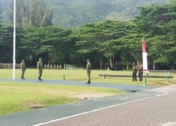 Pembukaan Diklat Sarjana Penggerak Pembangunan Indonesia (SPPI), Koperasi Desa/Kelurahan Merah Putih (KDKMP), dan Koperasi Nelayan Merah Putih (KNMP) Tahun 2026 di Lapangan Upacara Rindam Iskandar Muda, Mata Ie, Kecamatan Darul Imarah, Aceh Besar, Rabu (17/6/2026). FOTO/MC Aceh Besar