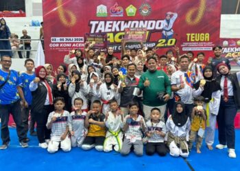 Dojang SMKN 1 Banda Aceh menorehkan prestasi gemilang dengan meraih Juara Umum II dalam ajang Taekwondo Aceh Student Championship 2.0. FOTO: Ist