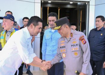 Kapolda Aceh Irjen Pol. Ruddi Setiawan, S.I.K., S.H., M.H., menghadiri peresmian Bendungan Rukoh di Gampong Alue, Kecamatan Titeue, Kabupaten Pidie, Jumat (10/7/2026).