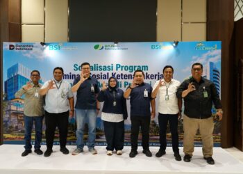 BSI dan BPJS Ketenagakerjaan Perkuat Kolaborasi Perluas Perlindungan Pekerja di Aceh Lewat BSI Agen yang dihelat di Ballroom Gedung Landmark BSI Aceh, pada Sabtu (18/7).