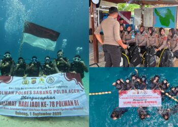 Peringati Hari Jadi ke-78, Polwan di Aceh Promosikan Wisata Bahari Sabang Lewat Diving