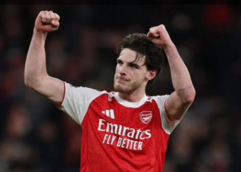 Gelandang jangkar Arsenal Declan Rice Ⓒ Hak cipta foto di atas dikembalikan sesungguhnya kepada pemilik foto KETIKKABARcom Gelandang jangkar Arsenal Declan Rice Ⓒ Hak cipta foto di atas dikembalikan sesungguhnya kepada pemilik foto