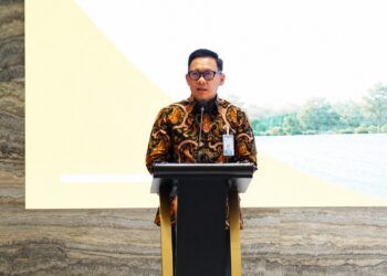 Direktur Retail Banking BSI Kemas Erwan Husainy saat memberikan sambutan pada agenda Sosialiasi Program KPR Sejahtera FLPP Pegawai Kemenag RI di BSI Tower, Jakarta, Rabu (2/9).