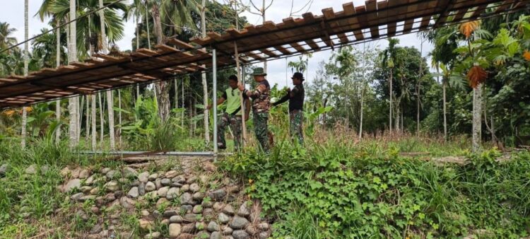 Prajurit Kodim 0108Aceh Tenggara dan warga bergotong royong memasang tiang penahan lantai jembatan gantung di Desa Lawe Ger Ger Kecamatan Ketambe Kabupaten Aceh Tenggara Kamis 2492026 FOTO HUMAS KETIKKABARcom Prajurit Kodim 0108Aceh Tenggara dan warga bergotong royong memasang tiang penahan lantai jembatan gantung di Desa Lawe Ger Ger Kecamatan Ketambe Kabupaten Aceh Tenggara Kamis 2492026 FOTO HUMAS