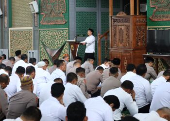 Kepolisian Daerah (Polda) Aceh menggelar peringatan Maulid Nabi Muhammad SAW 1448 Hijriah/2026 Masehi di Masjid Babuttaqwa Polda Aceh, Banda Aceh, Senin (28/9/2026). (Doc. Humas Polda Aceh).