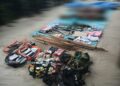 Barang bukti yang diamankan usai kontak dengan KKB Kodap IIINdugama Nderakma di Kampung Nonggoloit Distrik Kenyam Kabupaten Nduga Papua Pegunungan FOTO Koops TNI Habema