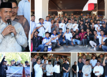 Dewan Perwakilan Rakyat Aceh (DPRA) menerima enam tuntutan Aliansi Buruh Aceh (ABA) dalam aksi unjuk rasa damai di Gedung DPRA, Banda Aceh, Kamis, 1/10/2026. FOTO: Humas DPRA.