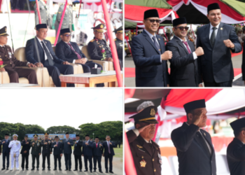 Ketua Komisi VII Dewan Perwakilan Rakyat Aceh (DPRA), Ilmiza Sa'aduddin Jamal, menghadiri upacara peringatan Hari Ulang Tahun (HUT) ke-81 Tentara Nasional Indonesia (TNI) di Lapangan Blang Padang, Kota Banda Aceh, Senin, 5/10/2026. FOTO: Humas DPRA
