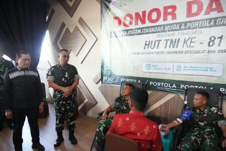 Pangdam IM Mayor Jenderal TNI Joko Hadi Susilo SIP menghadiri aksi sosial donor darah yang diselenggarakan oleh Portola Grand Arabia Hotel di Jalan Prof A Majid Ibrahim II No 3 Kampung Baru Kecamatan Baiturrahman Kota Banda Aceh pada Kamis 1102026 FOTO Humas KETIKKABARcom Pangdam IM Mayor Jenderal TNI Joko Hadi Susilo SIP menghadiri aksi sosial donor darah yang diselenggarakan oleh Portola Grand Arabia Hotel di Jalan Prof A Majid Ibrahim II No 3 Kampung Baru Kecamatan Baiturrahman Kota Banda Aceh pada Kamis 1102026 FOTO Humas