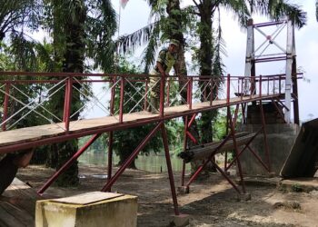Progres Jembatan Gantung Penghubung CibubukanSerasah Aceh Singkil Capai 4710 Persen FOTO Istimewa