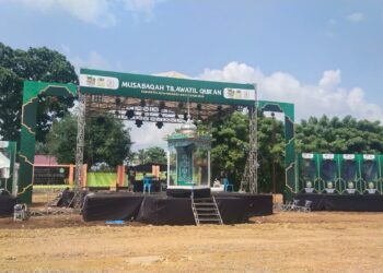 Panggung utama MTQ ke 35 tingkat Kabupaten Aceh Besar Tahun 2026 di Lapangan Bola Gampong Seupeu Kecamatan Kuta Baro Jumat 23102026 FOTO MC ACEH BESAR
