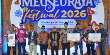 PT Bank Aceh Syariah bersama Kantor Perwakilan Bank Indonesia Provinsi Aceh meluncurkan layanan QRIS Dinamis Soundbox dalam rangkaian Opening Ceremony Meuseuraya Festival 2026 di Balee Meuseuraya Aceh Banda Aceh pada Jumat 23102026