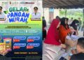 Masyarakat Lamceu antre membeli sembako pada Gerakan Pangan Murah kepada masyarakat secara simbolis di halaman Meunasah Gampong Lamceu Kecamatan Kuta Baro Rabu 14102026 FOTO MC ACEH BESAR